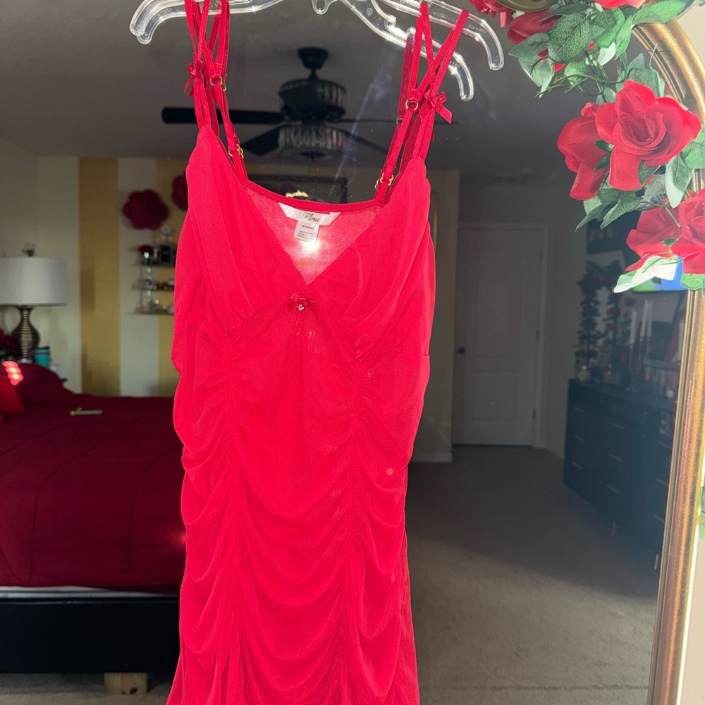 Lingerie Red‎ Women's Intimate by Flora Size medium mini vintage dress bow style